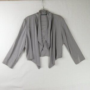 Elie Tahari Silk Knit Cardigan Size M Open Front Gray